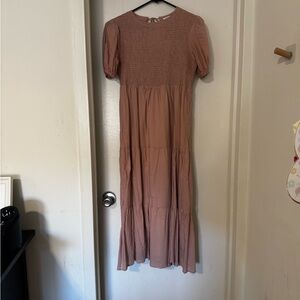 Petal & Pup Smocked Dusty Rose Midi Dress